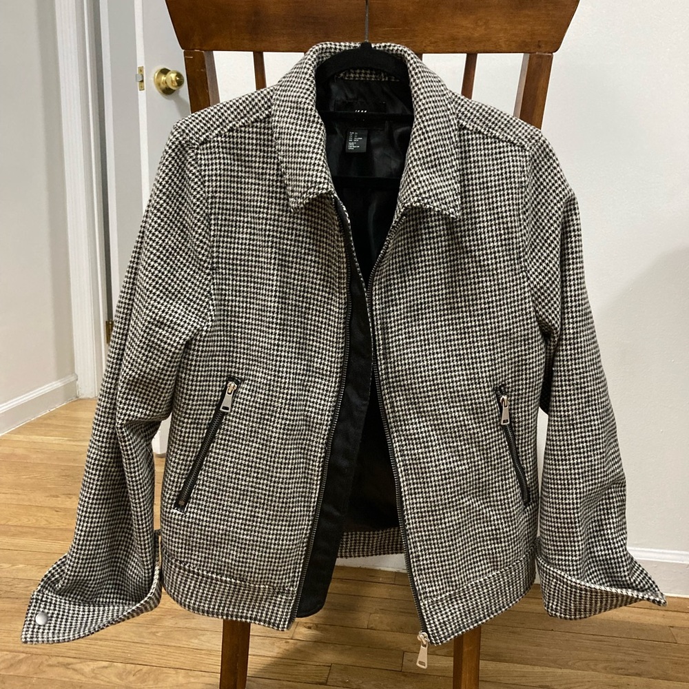 Houndstooth Zip-up Jacket